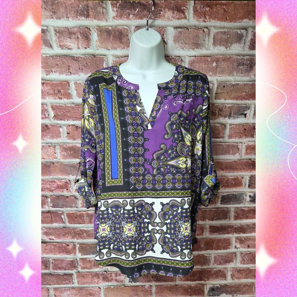 Vintage Women's CATO Multi Colored Paisley Top Small